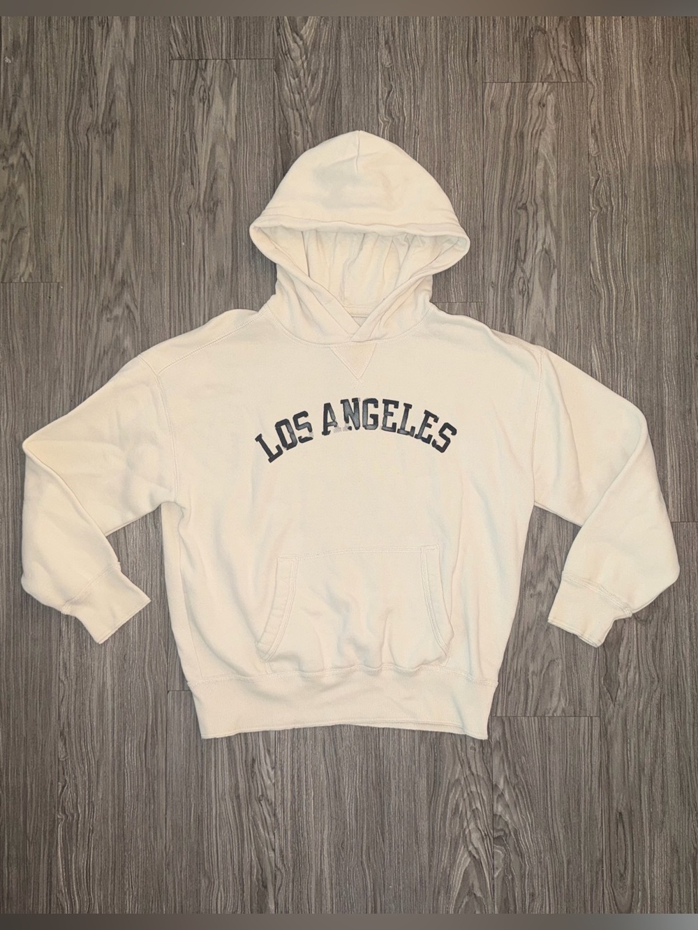 Hollister “Los Angeles” Hoodie Beige Men’s Sz XS Oversized Fit